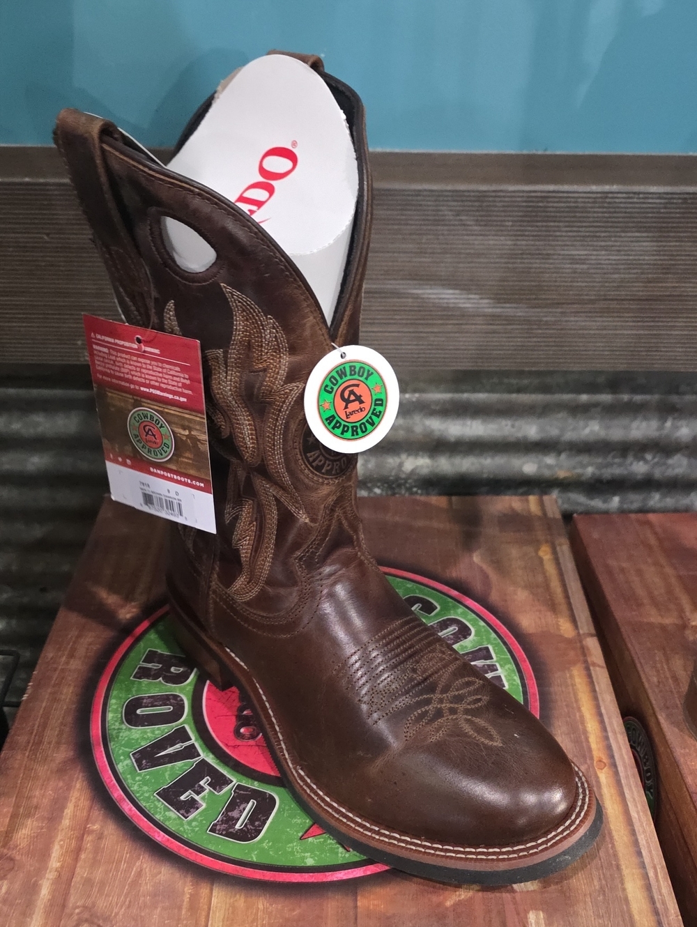 Laredo Brown Leather Cowboy Boot with Embroidered Shaft